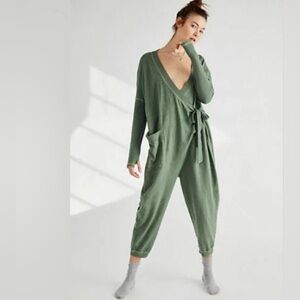 Free People It’s A Wrap Intimately Onesie Blush Rose Wrap Jumpsuit Lounge Comfy